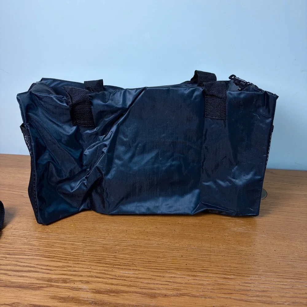 TV Guide Black Nylon Utility Duffle Bag Multi Pocket Shoulder Strap Vintage